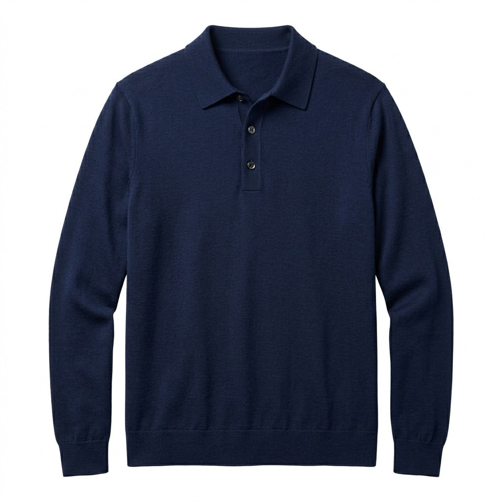 Merino Wool Long-Sleeve Polo