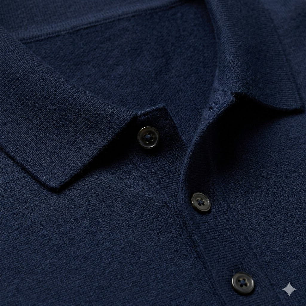 Merino Wool Long-Sleeve Polo