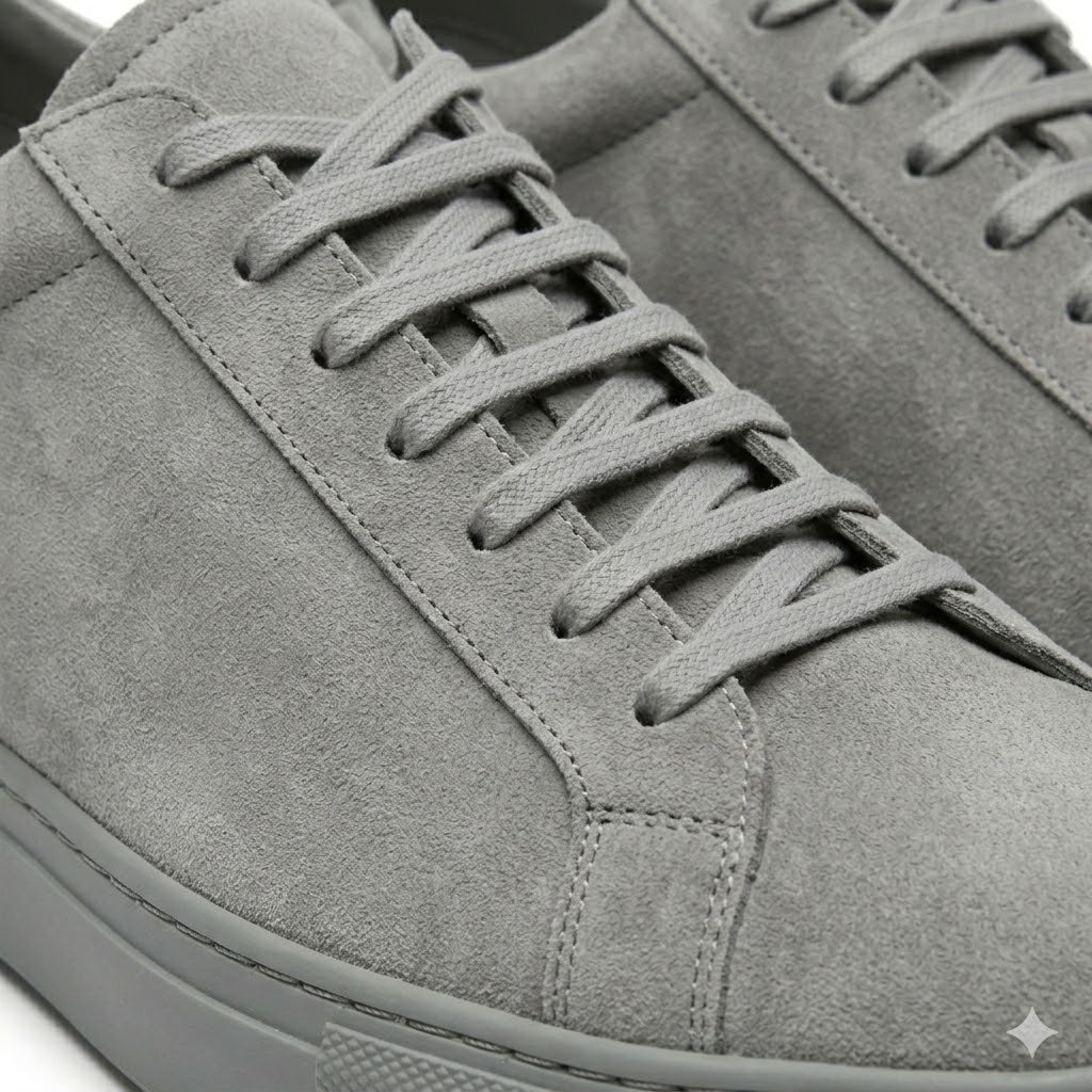 Grey Suede Low-Top Trainer