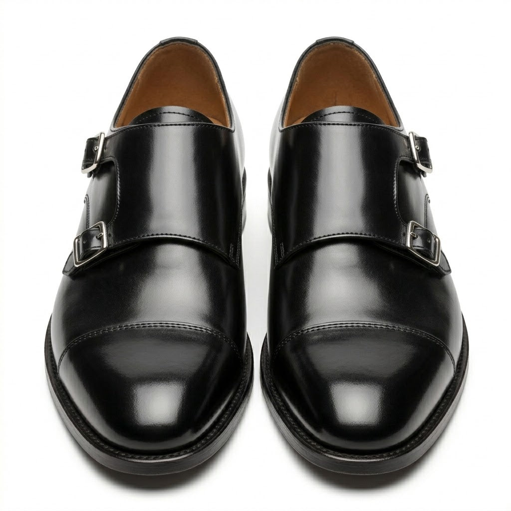 Polished Leather Monk Strap Shoes